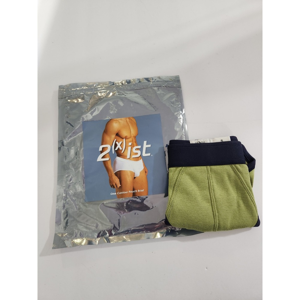 2(x)ist Contour Pouch Brief Sage Navy Vintage Cotton Underwear Small